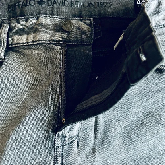 NWT Buffalo David Bitton Men's Grey Sanded Six-X Straight Stretch Jeans 36x30 - Picture 5 of 11